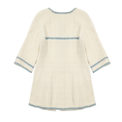 Lot 60 - Chanel Cream Tweed CC Short Sleeve Jacket - Size 44