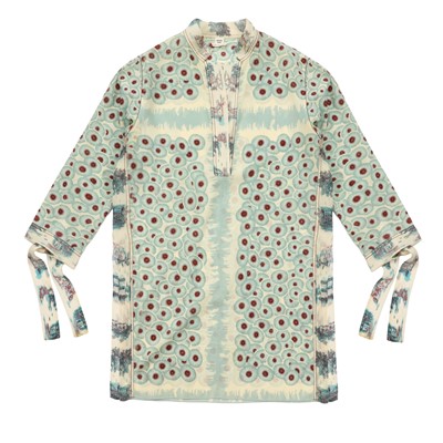 Lot 57 - Hermes Blue Cotton Print Tunic Top - Size 42
