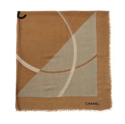 Lot 93 - Chanel Brown CC Geometric Wool Scarf