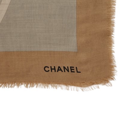 Lot 93 - Chanel Brown CC Geometric Wool Scarf