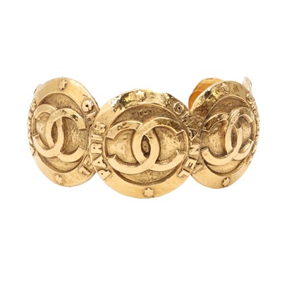 Lot 160 - Chanel 'PARIS' CC Coin Cuff Bracelet