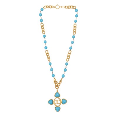 Lot 73 - Chanel Turquoise Gripoix Byzantine Pendant Necklace