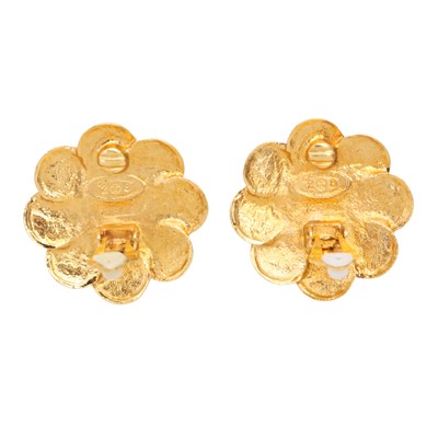 Lot 5 - Chanel Jade Green Gripoix CC Clip On Earrings
