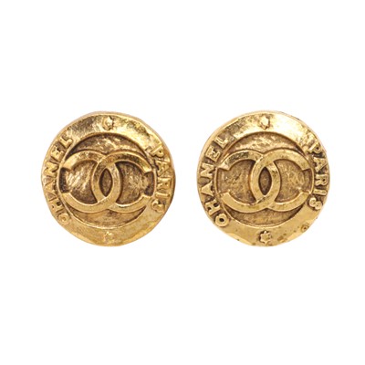 Lot 157 - Chanel 'PARIS' CC Coin Clip On Earrings