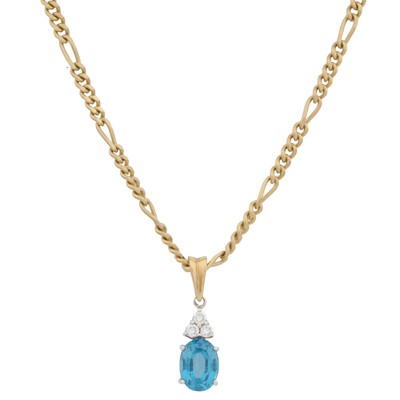 Lot 35 - A topaz and diamond pendant necklace