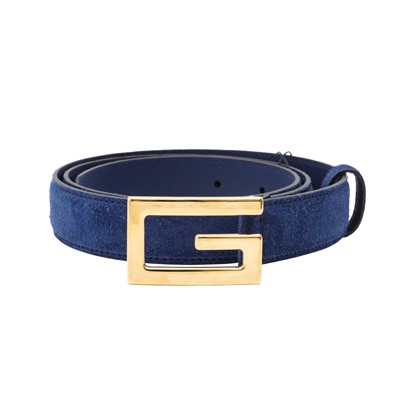 Lot 76 - Gucci Navy G Cube Belt - Size 80