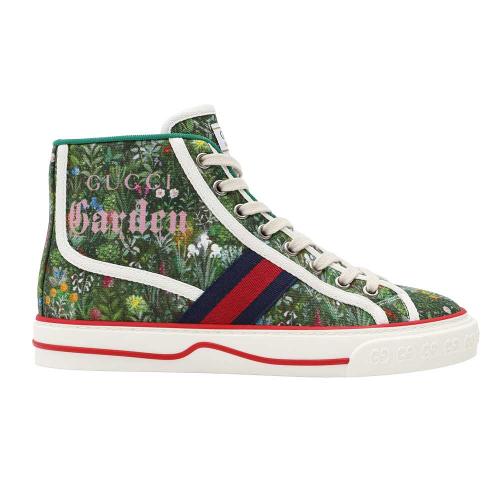 Lot 4 - Gucci Green London Tennis 1977 High Top Sneaker - Size 36.5