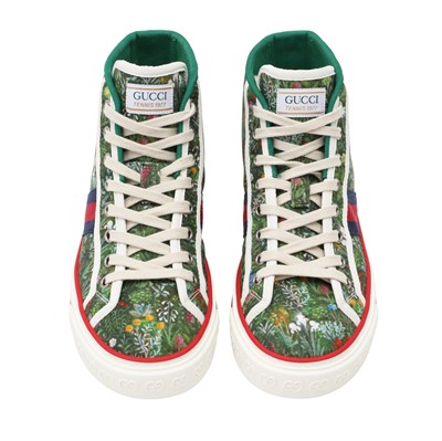 Lot 4 - Gucci Green London Tennis 1977 High Top Sneaker - Size 36.5