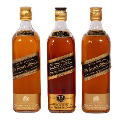 Lot 320 - Johnnie Walker Black Label (Various Eras) - 3 bottles