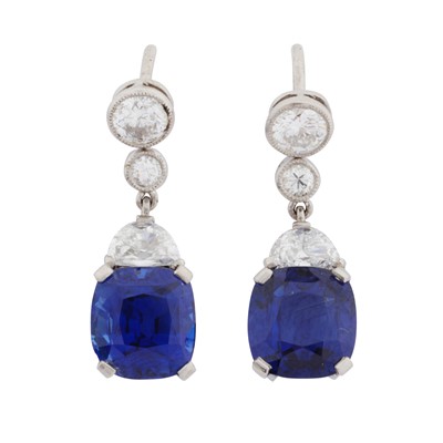 Lot 67 - Bentley & Skinner l A pair of sapphire and diamond earrings, circa 2020