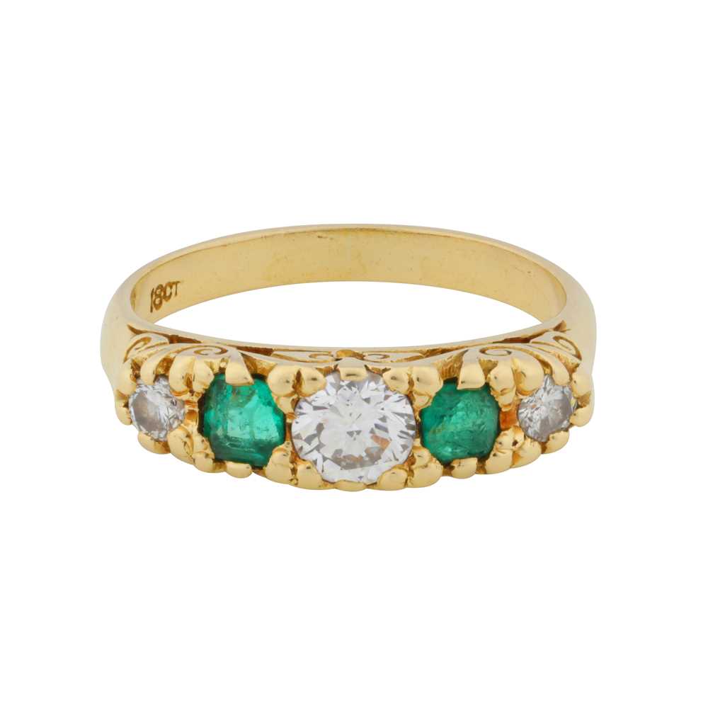 Lot 94 - An emerald and diamond five stone ring