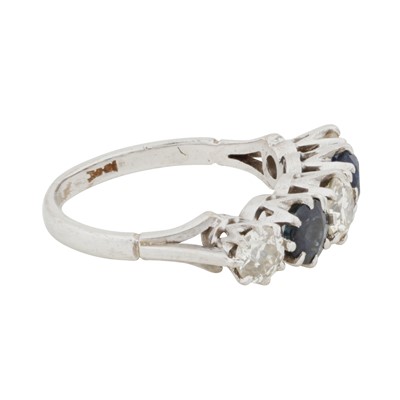 Lot 61 - A five-stone sapphire and diamond ring