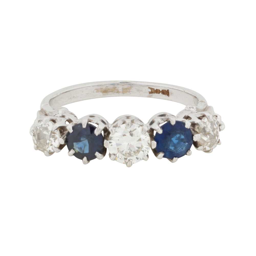 Lot 61 - A five-stone sapphire and diamond ring