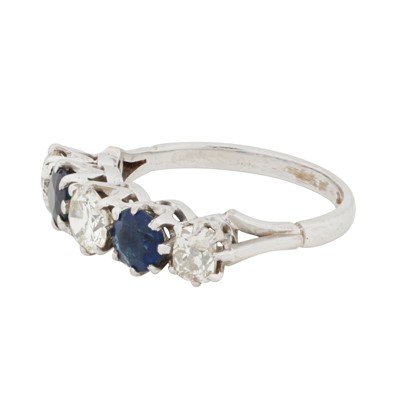 Lot 61 - A five-stone sapphire and diamond ring