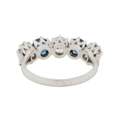 Lot 61 - A five-stone sapphire and diamond ring