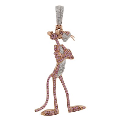 Lot 161 - A pink panther pendant