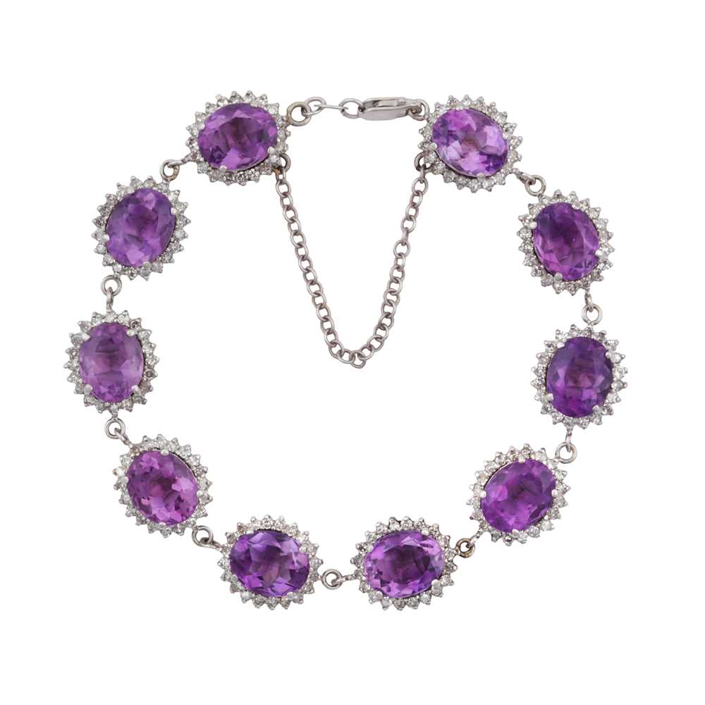 Lot 64 - An amethyst and diamond bracelet