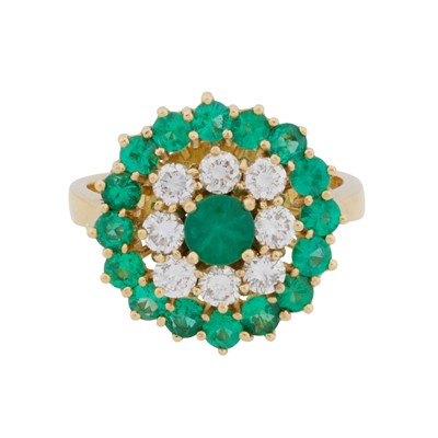 Lot 96 - An emerald and diamond dress ring, circa 1999