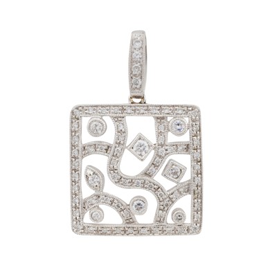 Lot 337 - A diamond square pendant