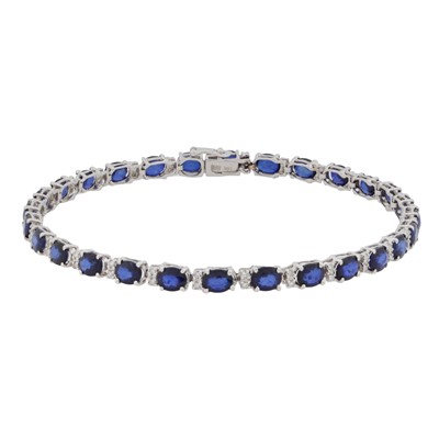 Lot 62 - A sapphire and diamond line bracelet