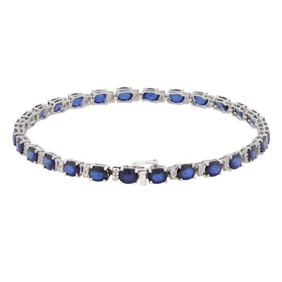 Lot 62 - A sapphire and diamond line bracelet