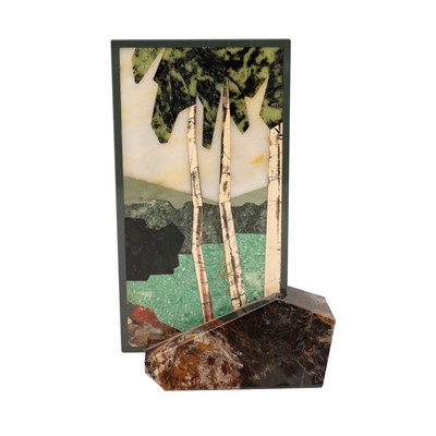 Lot 139 - A Pietra Dura Panel Depicting a Wooded Landscape