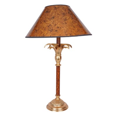 Lot 237 - A pair of Neoclassical style parcel glt and burr walnut effect table lamps