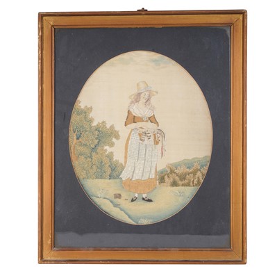 Lot 378 - A group of five George II silkwork pictures
