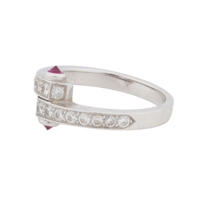 Lot 87 - A diamond and ruby bypass ring