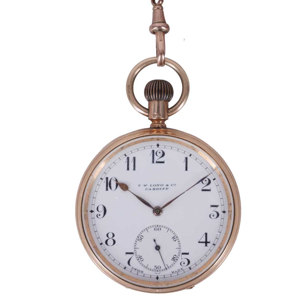 Lot 4 - Longines (T.W.Long & Co Retailed) - Open-Faced Pocket Watch and Chain