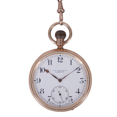 Lot 4 - Longines (T.W.Long & Co Retailed) - Open-Faced Pocket Watch and Chain