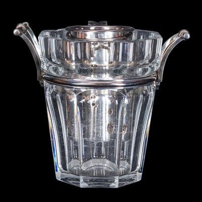 Lot 330 - A Baccarat cut-crystal and silver plated wine cooler