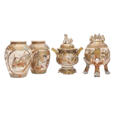 Lot 34 - Four pieces of Japanese Satsuma porcelain, early 20th century