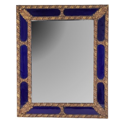 Lot 216 - An Italian giltwood gilt cobalt blue glass wall mirror