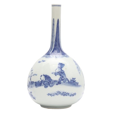 Lot 31 - A Japanese Hirado 'boys' bottle vase, Edo/Meiji period