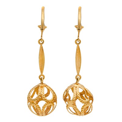 Lot 312 - A pair of pendent earrings