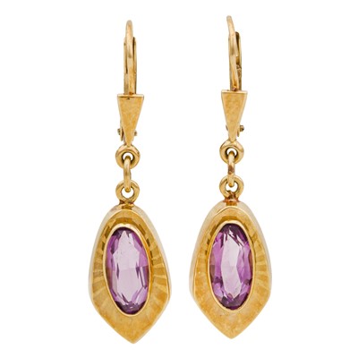 Lot 250 - A pair of amethyst earrings