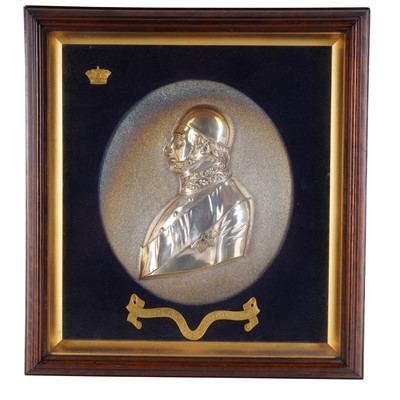 Lot 137 - A silver-plated relief portrait plaque of Prince Augustus Frederick, Duke of Sussex (1773-1843)