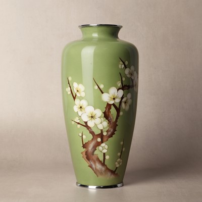 Lot 69 - A Japanese cloisonné enamel 'prunus' vase, 19th/20th century