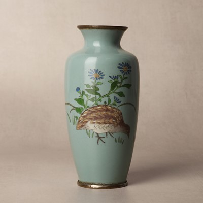 Lot 71 - A Japanese cloisonné 'quail' vase by Ando Jubei (Japanese, 1876 – 1953)