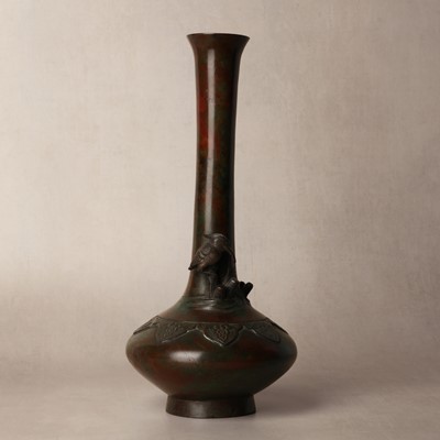 Lot 73 - A Japanese bronze 'kingfisher' vase, 19th century