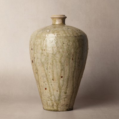 Lot 1 - A Japanese Ko-Seto celadon-glazed vase, heishi, Kamakura period, 12th-14th century