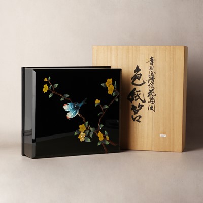Lot 110 - A Japanese Takaoka lacquerware 'bird' box and cover, 20th century