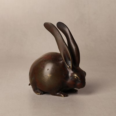 Lot 74 - A Japanese bronze 'hare' okimono, Edo period, 18th century