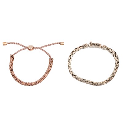 Lot 424 - Monica Vinader Ι A 'Rio' friendship bracelet and a silver bracelet