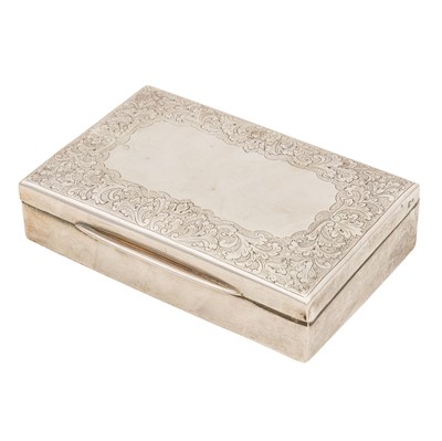 Lot 608 - A mid 20th century Portuguese 833 standard silver cigarette box