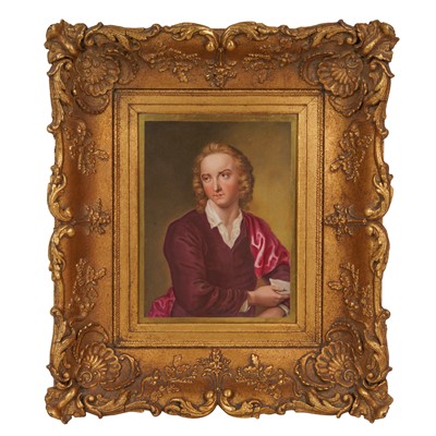 Lot 296 - An English Painted Porcelain Plaque Depicting Thomas Gray, in a Giltwood Frame