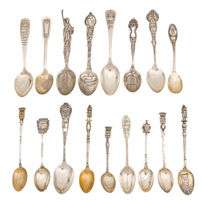 Lot 717 - A collection of sterling silver souvenir spoons