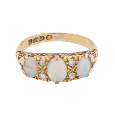Lot 120 - An opal and diamond ring, circa 1901
