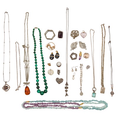 Lot 499 - A collection of silver and costume jewellery